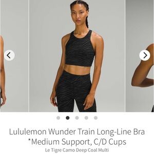lululemon athletica Wunder Train Long-Line Bra - Deep Coal Multi